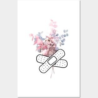 Pastel branch with band aid patch Posters and Art